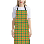 Shamrock Plaid Saint Patrick's Day Print Bib Apron With Pocket