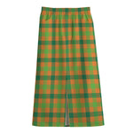Shamrock Plaid Saint Patrick's Day Print Cotton Front Slit Maxi Skirt