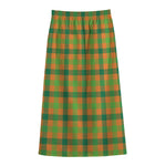 Shamrock Plaid Saint Patrick's Day Print Cotton Front Slit Maxi Skirt