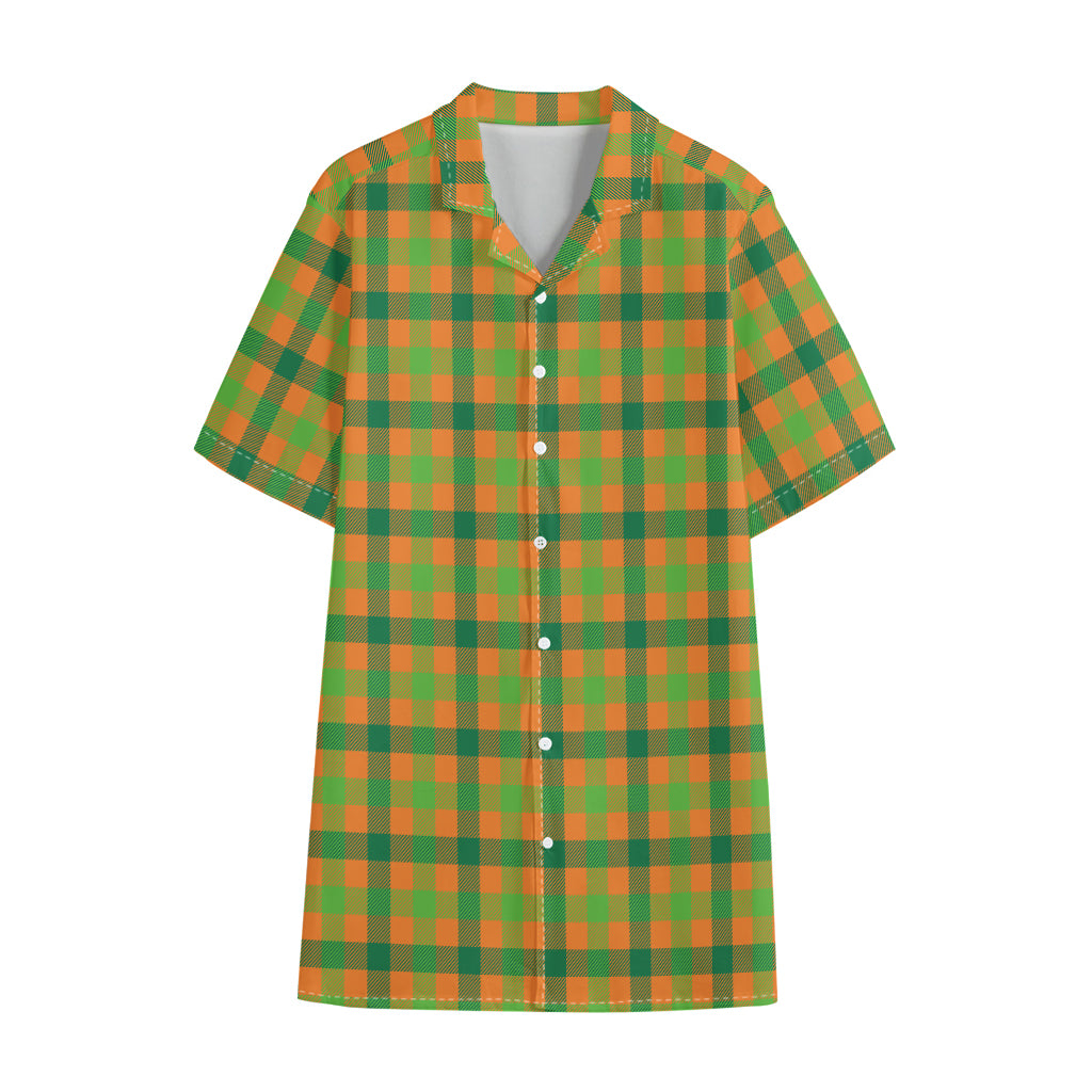 Shamrock Plaid Saint Patrick's Day Print Cotton Hawaiian Shirt