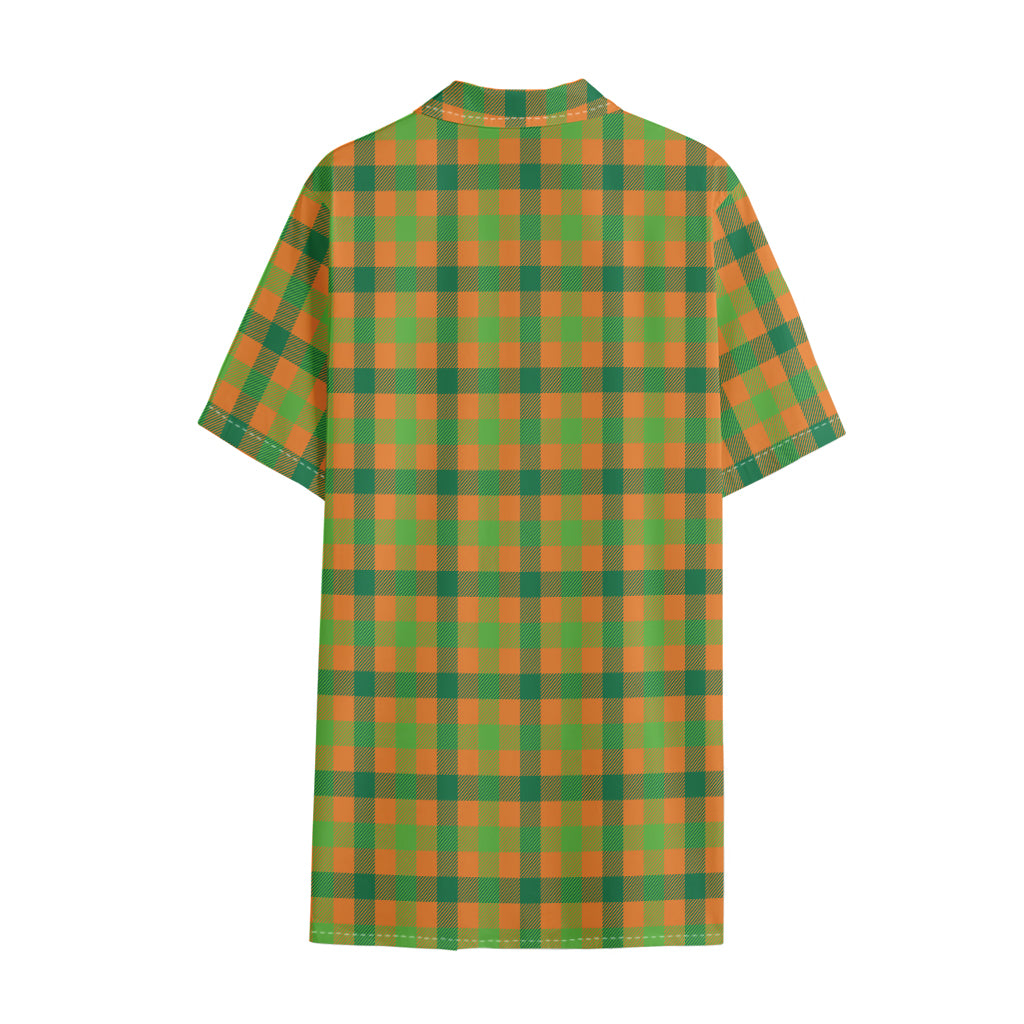 Shamrock Plaid Saint Patrick's Day Print Cotton Hawaiian Shirt