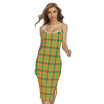 Shamrock Plaid Saint Patrick's Day Print Cross Back Cami Dress