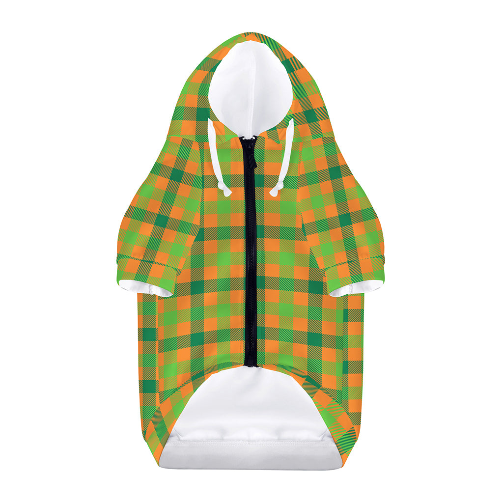 Shamrock Plaid Saint Patrick's Day Print Dog Zip Up Hoodie