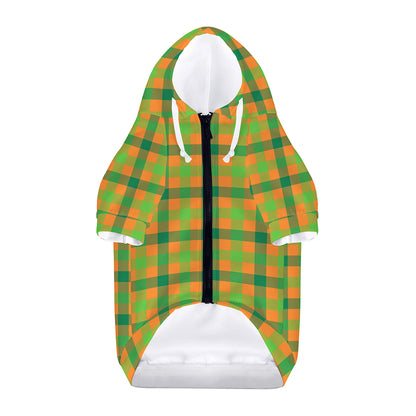 Shamrock Plaid Saint Patrick's Day Print Dog Zip Up Hoodie