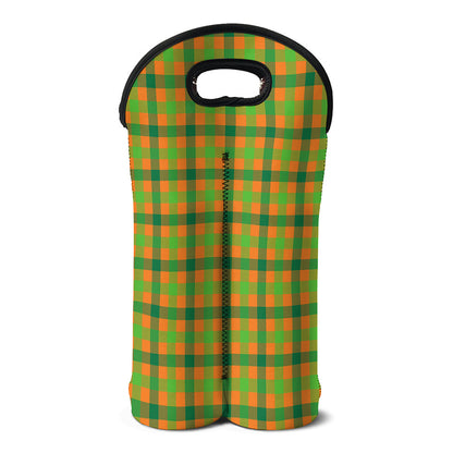 Shamrock Plaid Saint Patrick's Day Print Double Neoprene Wine Tote