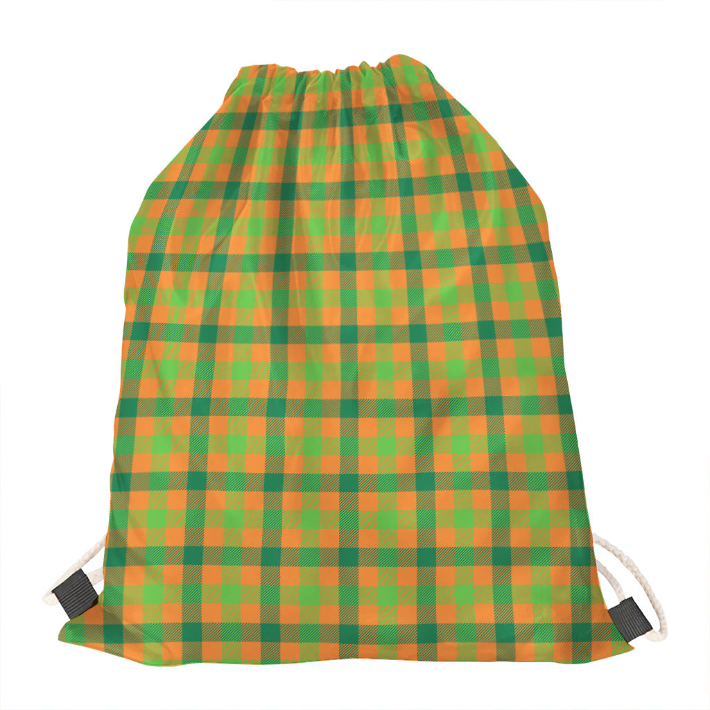 Shamrock Plaid Saint Patrick's Day Print Drawstring Bag