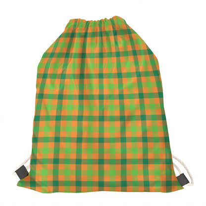 Shamrock Plaid Saint Patrick's Day Print Drawstring Bag