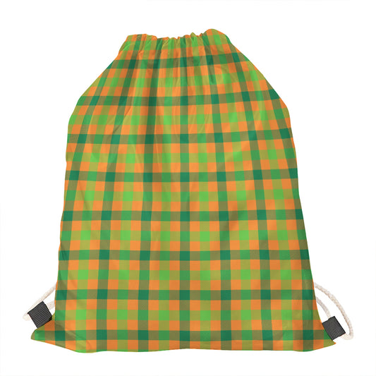Shamrock Plaid Saint Patrick's Day Print Drawstring Bag