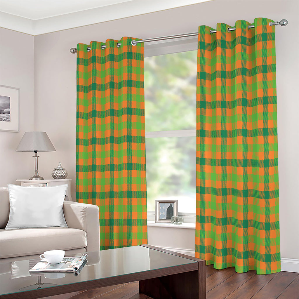 Shamrock Plaid Saint Patrick's Day Print Extra Wide Grommet Curtains