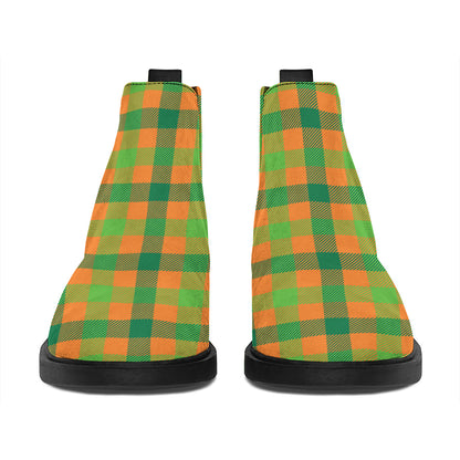 Shamrock Plaid Saint Patrick's Day Print Flat Ankle Boots