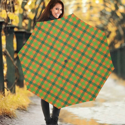Shamrock Plaid Saint Patrick's Day Print Foldable Umbrella
