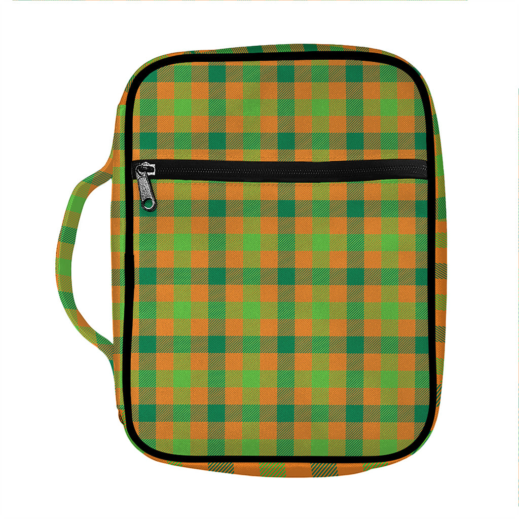 Shamrock Plaid Saint Patrick's Day Print Front Pocket Bible Bag