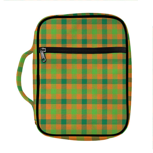 Shamrock Plaid Saint Patrick's Day Print Front Pocket Bible Bag