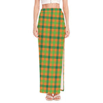 Shamrock Plaid Saint Patrick's Day Print High Slit Maxi Skirt