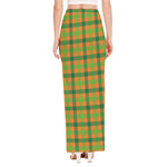 Shamrock Plaid Saint Patrick's Day Print High Slit Maxi Skirt