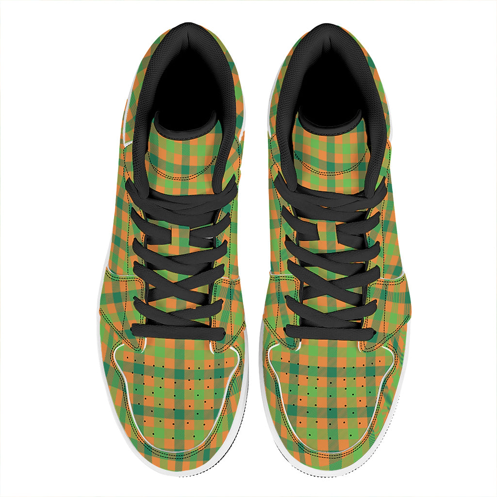 Shamrock Plaid Saint Patrick's Day Print High Top Leather Sneakers