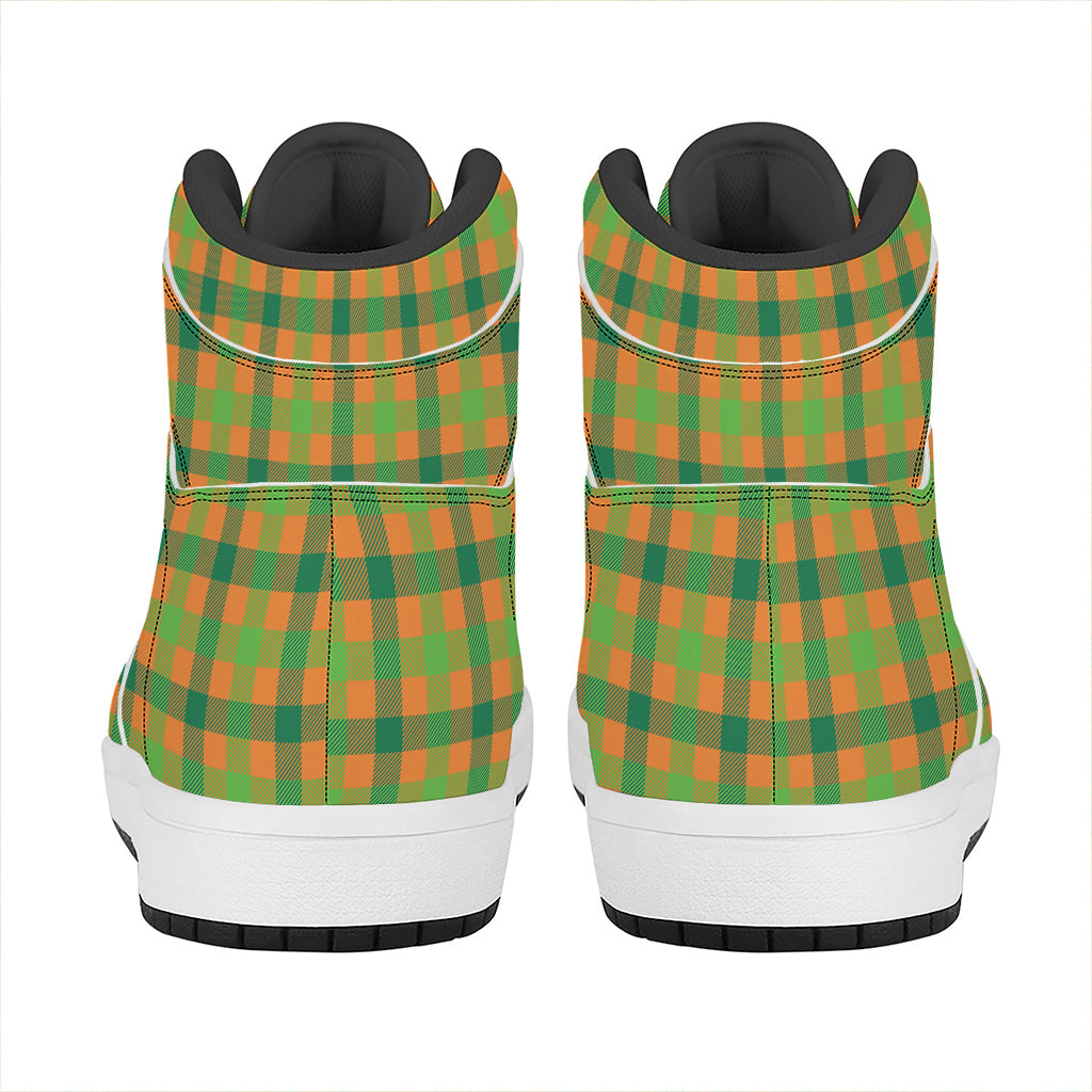 Shamrock Plaid Saint Patrick's Day Print High Top Leather Sneakers
