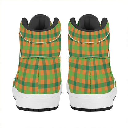 Shamrock Plaid Saint Patrick's Day Print High Top Leather Sneakers