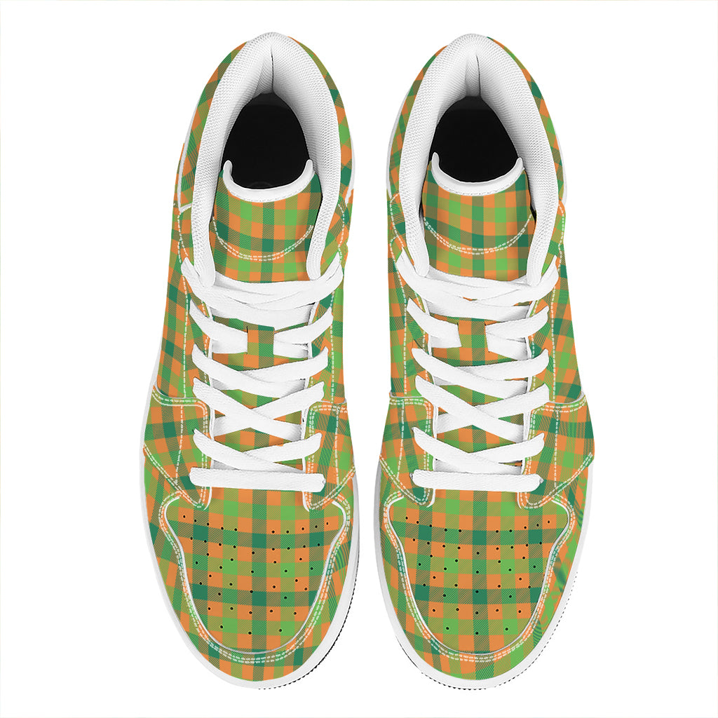 Shamrock Plaid Saint Patrick's Day Print High Top Leather Sneakers