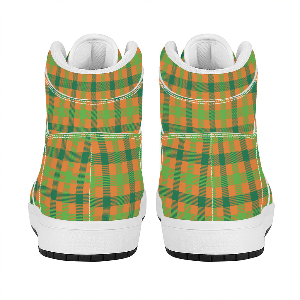 Shamrock Plaid Saint Patrick's Day Print High Top Leather Sneakers