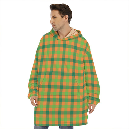 Shamrock Plaid Saint Patrick's Day Print Hoodie Blanket