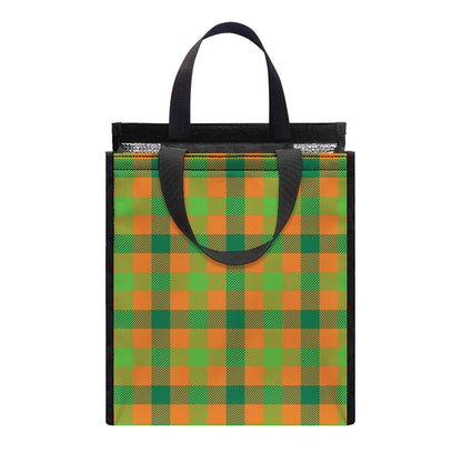Shamrock Plaid Saint Patrick's Day Print Insulated Lunch Tote