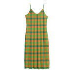 Shamrock Plaid Saint Patrick's Day Print Jersey Midi Cami Dress