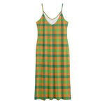 Shamrock Plaid Saint Patrick's Day Print Jersey Midi Cami Dress