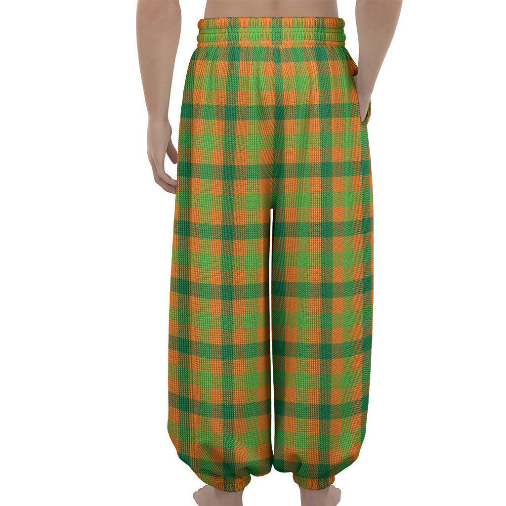 Shamrock Plaid Saint Patrick's Day Print Lantern Pants
