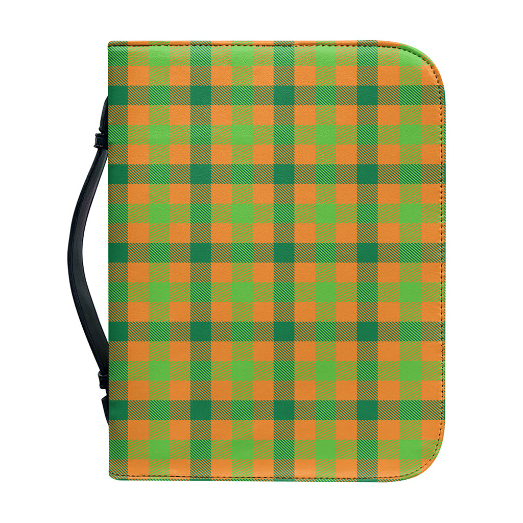 Shamrock Plaid Saint Patrick's Day Print Leather Bible Cover