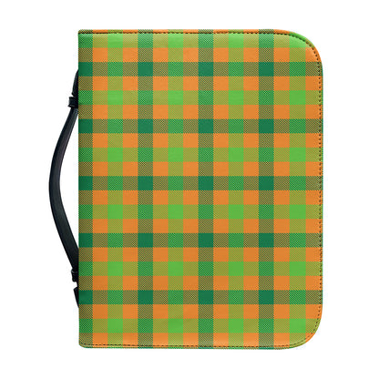 Shamrock Plaid Saint Patrick's Day Print Leather Bible Cover