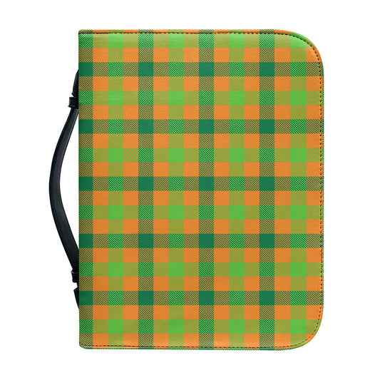 Shamrock Plaid Saint Patrick's Day Print Leather Bible Cover