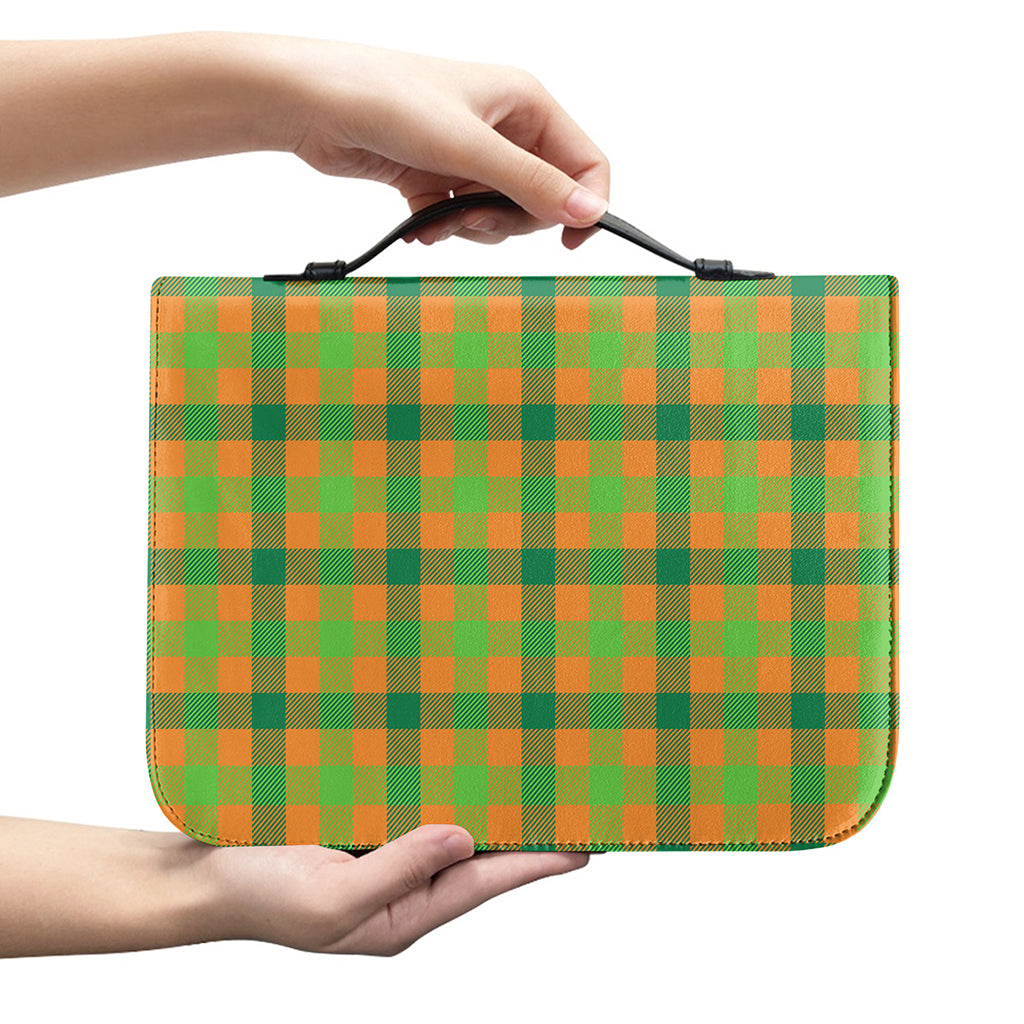 Shamrock Plaid Saint Patrick's Day Print Leather Bible Cover