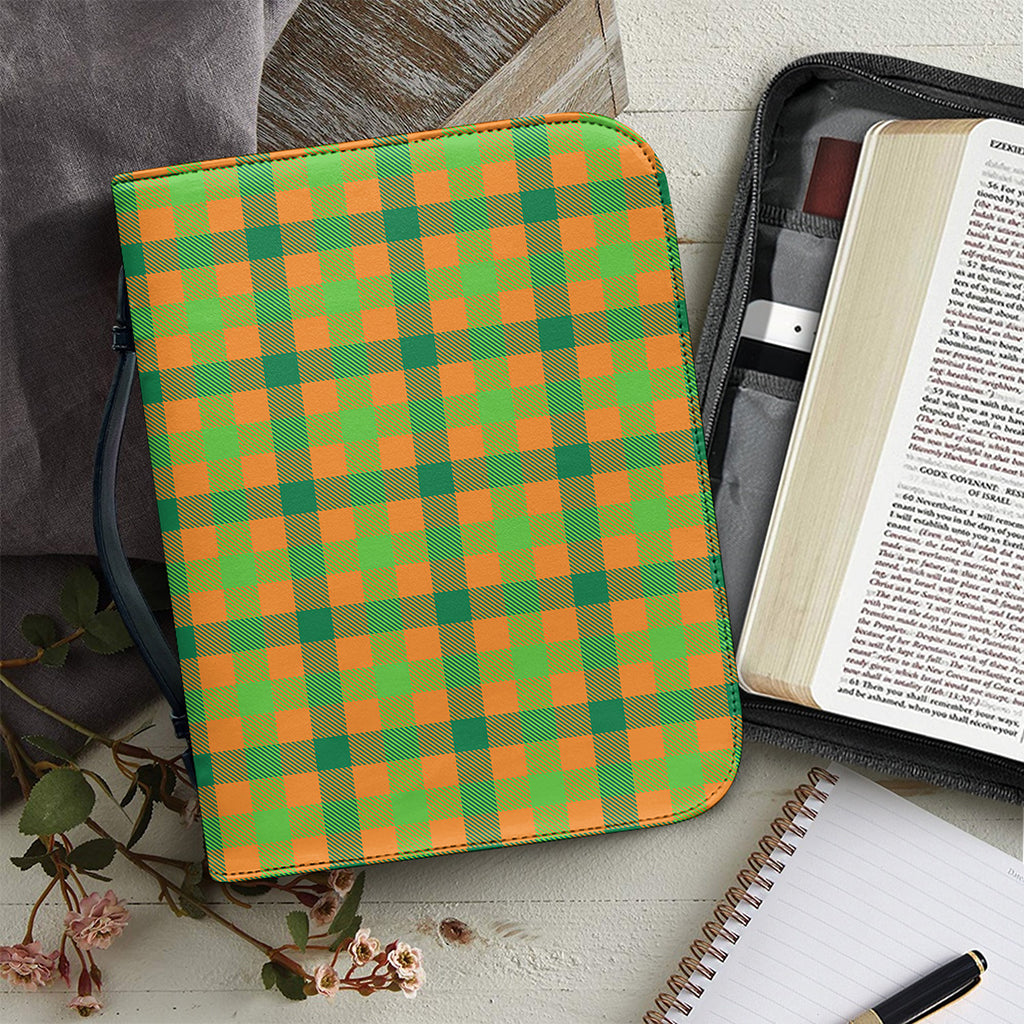 Shamrock Plaid Saint Patrick's Day Print Leather Bible Cover