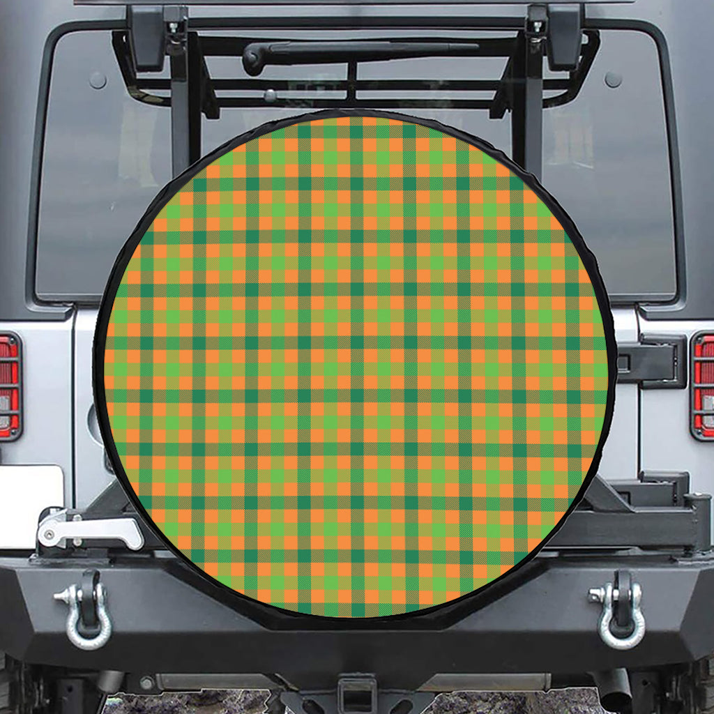 Shamrock Plaid Saint Patrick's Day Print Leather Spare Tire Cover