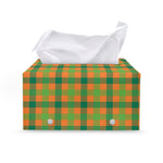 Shamrock Plaid Saint Patrick's Day Print Leather Tissue Box Cover