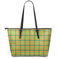 Shamrock Plaid Saint Patrick's Day Print Leather Tote Bag With Zipper