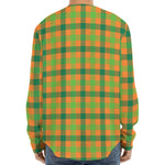 Shamrock Plaid Saint Patrick's Day Print Long Sleeve Baseball Jersey