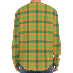 Shamrock Plaid Saint Patrick's Day Print Long Sleeve Baseball Jersey