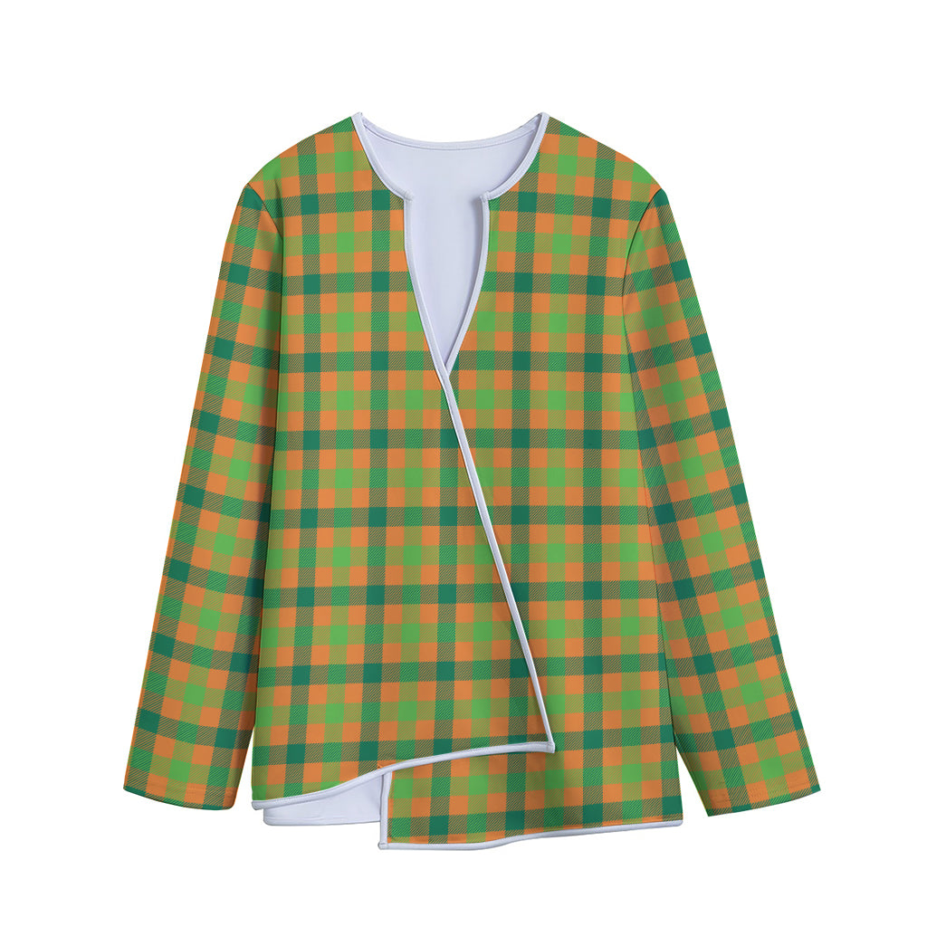 Shamrock Plaid Saint Patrick's Day Print Long Sleeve Short Coat