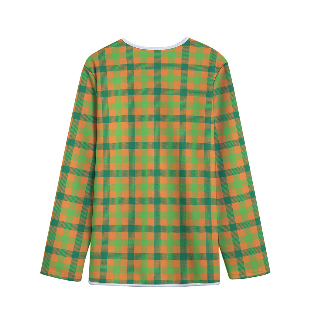 Shamrock Plaid Saint Patrick's Day Print Long Sleeve Short Coat
