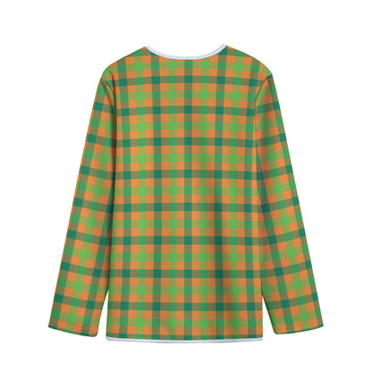 Shamrock Plaid Saint Patrick's Day Print Long Sleeve Short Coat