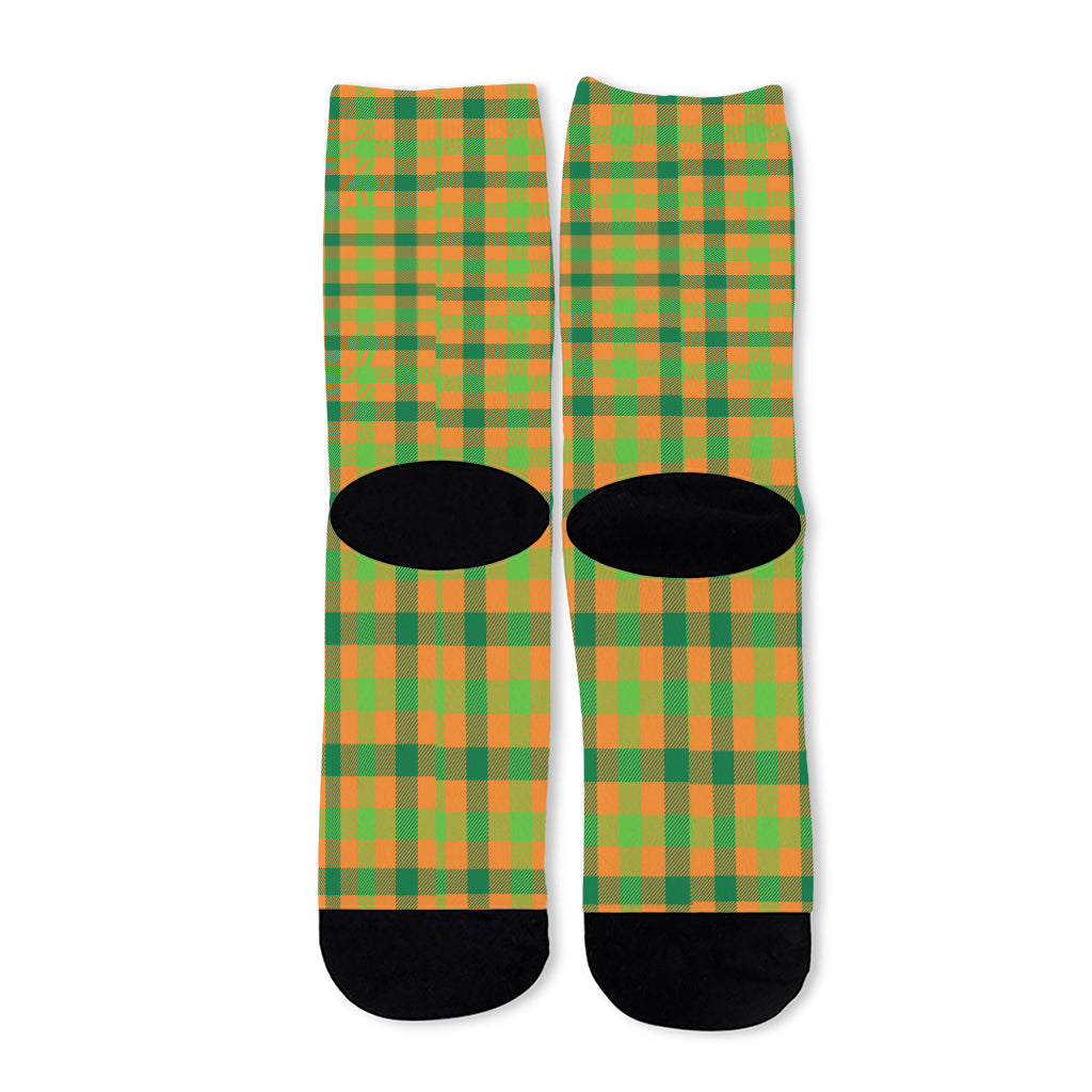 Shamrock Plaid Saint Patrick's Day Print Long Socks