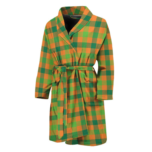 Shamrock Plaid Saint Patrick's Day Print Men's Bathrobe