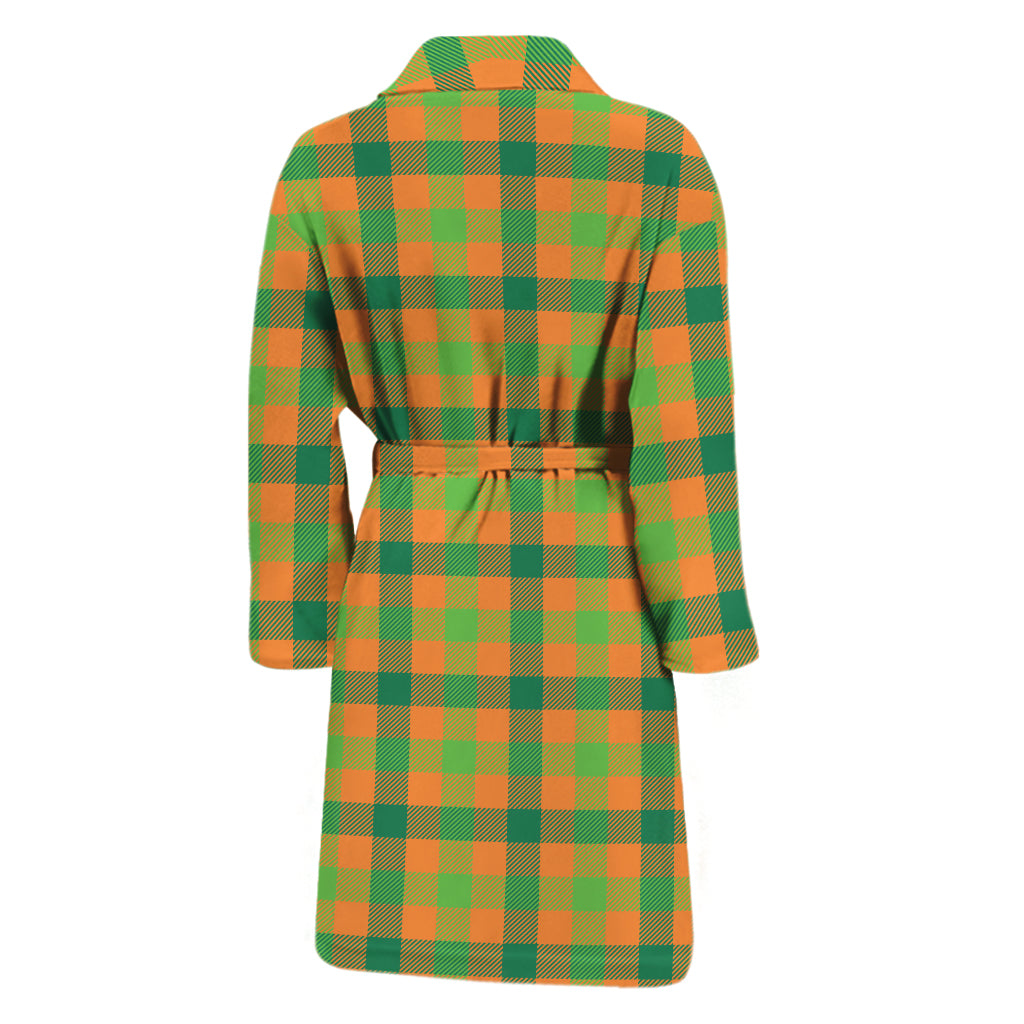 Shamrock Plaid Saint Patrick's Day Print Men's Bathrobe