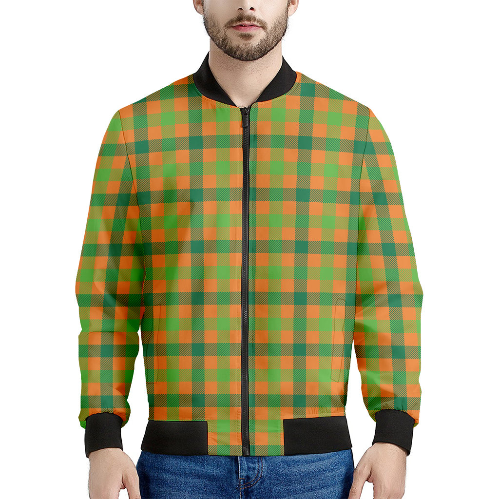 Shamrock Plaid Saint Patrick's Day Print Men's Bomber Jacket