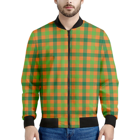 Shamrock Plaid Saint Patrick's Day Print Men's Bomber Jacket