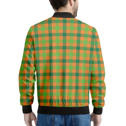 Shamrock Plaid Saint Patrick's Day Print Men's Bomber Jacket
