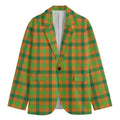 Shamrock Plaid Saint Patrick's Day Print Men's Cotton Blazer
