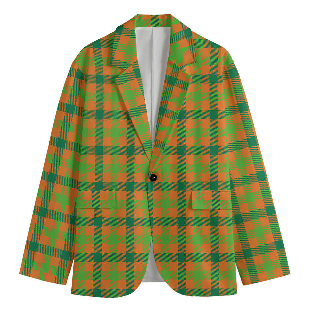 Shamrock Plaid Saint Patrick's Day Print Men's Cotton Blazer